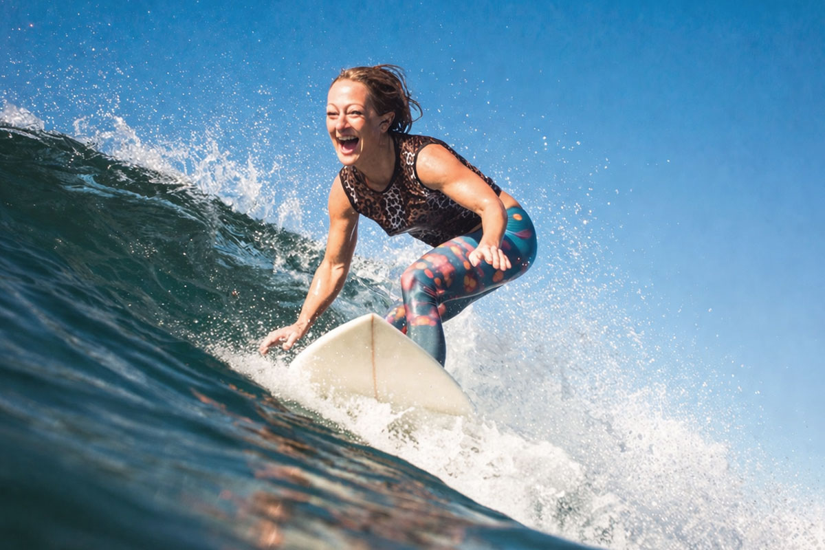Dörthe Eickelberg beim Surfen